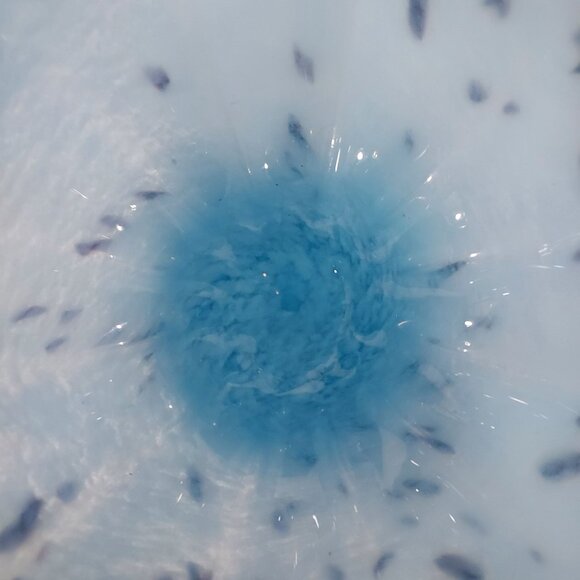 Murano Free Form Hand-Blown Blue Black Speckled Glass Vase Bowl Tulip Flower - Picture 9 of 10